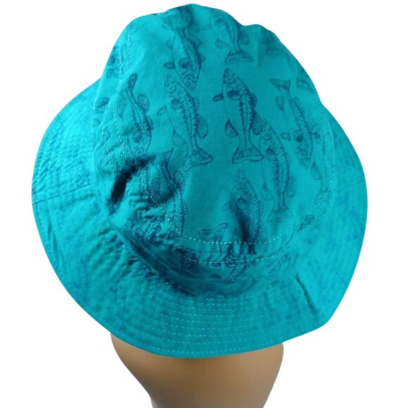 Fishing Themed Pattern Teal Bucket Hat by P Cap ~ Size Large ~ USA Never Worn - Picture 4 of 6